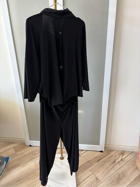 Joseph Ribkoff Silky Knit Draped Black Two-Piece Set